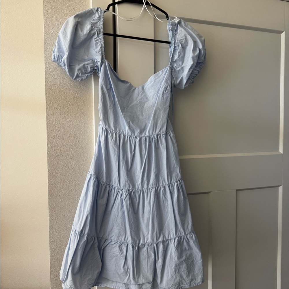 Peppermayo Blue Ruched Puff Sleeve Sundress